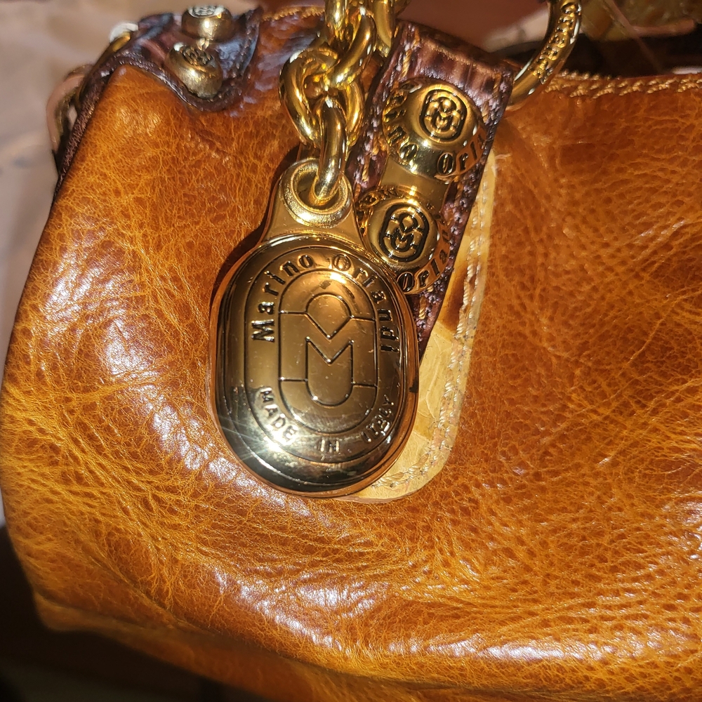 Marino Orlandi Brown Leather Tote with Textured Finish
